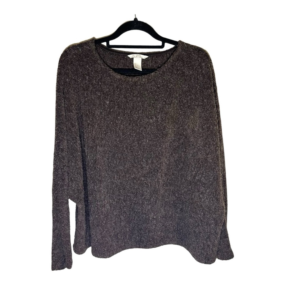 H&M L.O.G.G. Women Dark Brown Marl Oversized Dolman Sleeve Knit Sweater Medium